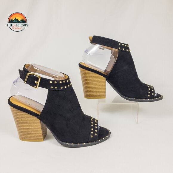 NWT Qupid Women Fashion Vegan Suede Cut Out Peep Toe Block Stacked Heel Size 7.5 - Picture 4 of 12